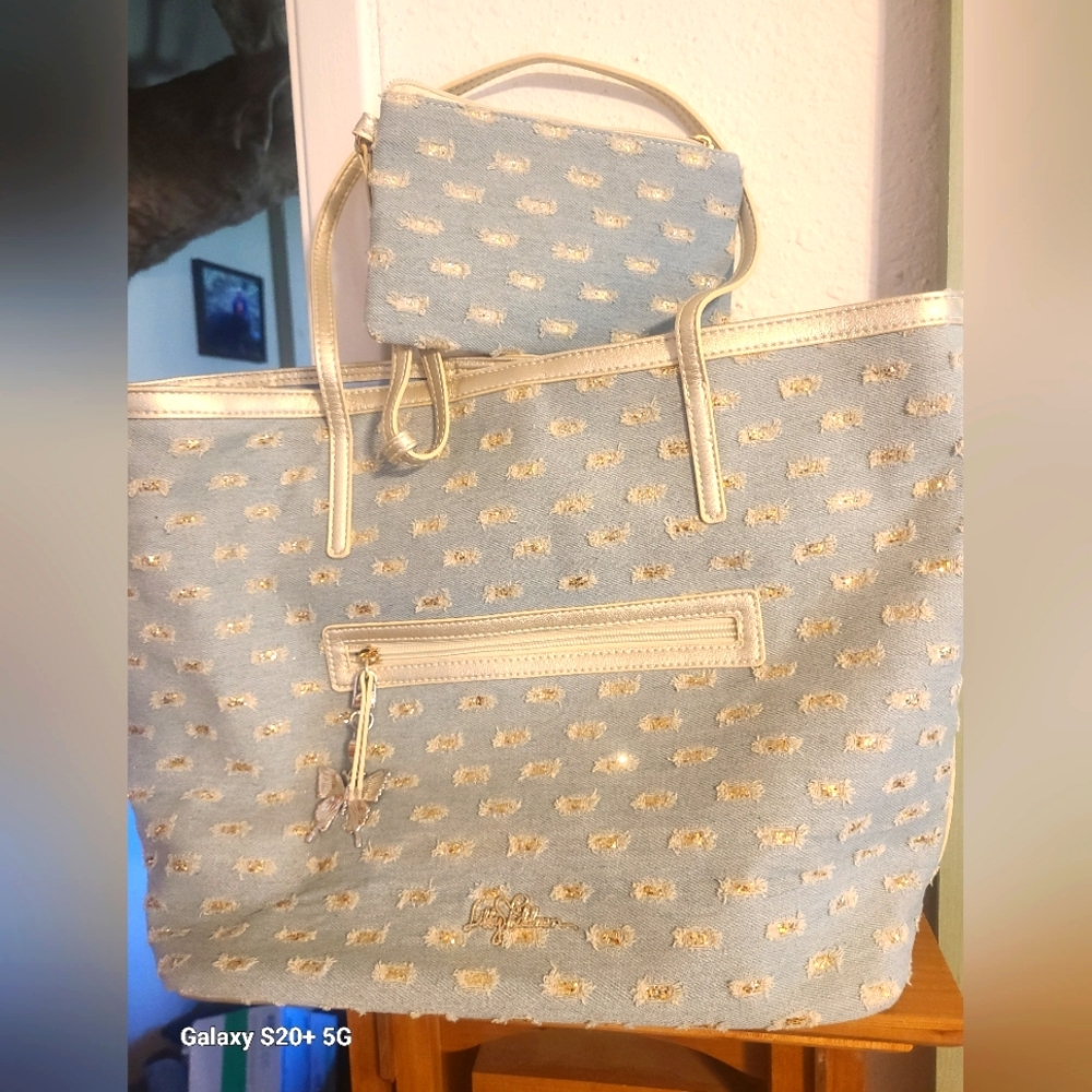 Libby Edelman denim with silver sparkles bag and wristlet, Very Pretty!